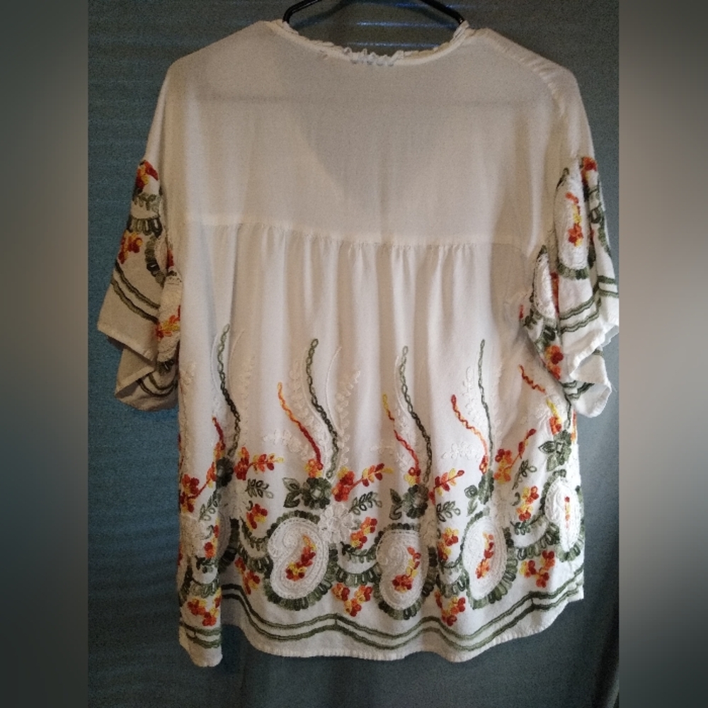 Bluheaven By Umgee Boho Embroidered White Top - Picture 4 of 4